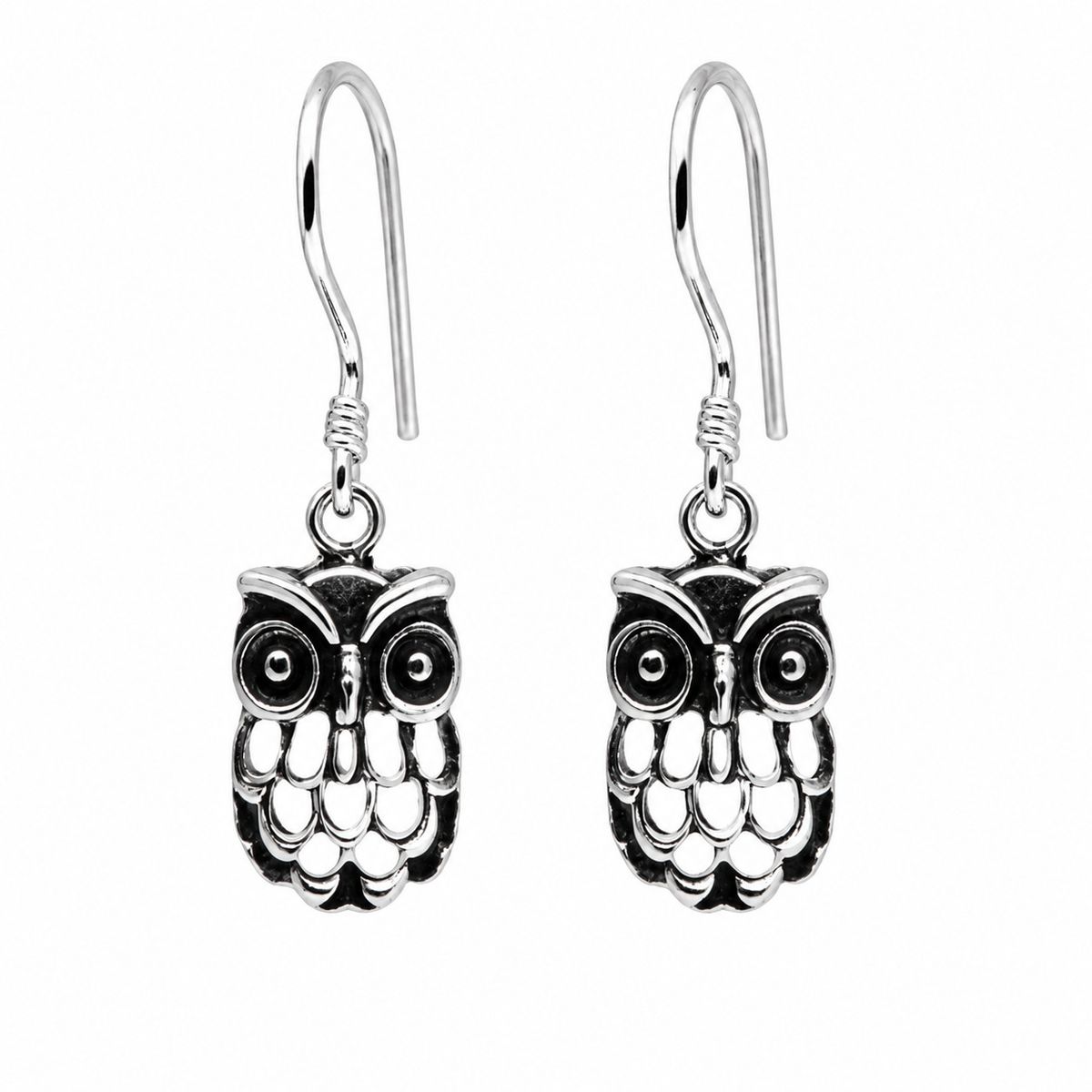 JOYAS MYTOKE - Aros Buho Envejecidos Plata Fina 925 Mujer Juvenil