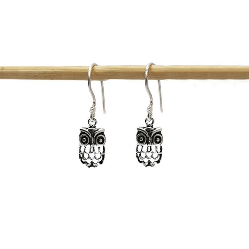 JOYAS MYTOKE - Aros Buho Envejecidos Plata Fina 925 Mujer Juvenil
