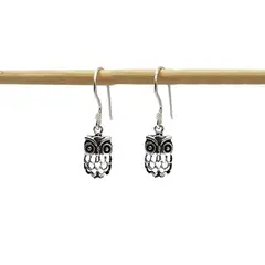 JOYAS MYTOKE - Aros Buho Envejecidos Plata Fina 925 Mujer Juvenil