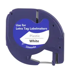 GENERICO - Cinta Compatible Letratag Rotuladora DYMO 12mm Varios Colores Plástica - Blanco - S M