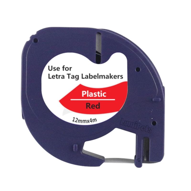 GENERICO - Cinta Compatible Letratag Rotuladora DYMO 12mm Varios Colores Plástica - Rojo - S M
