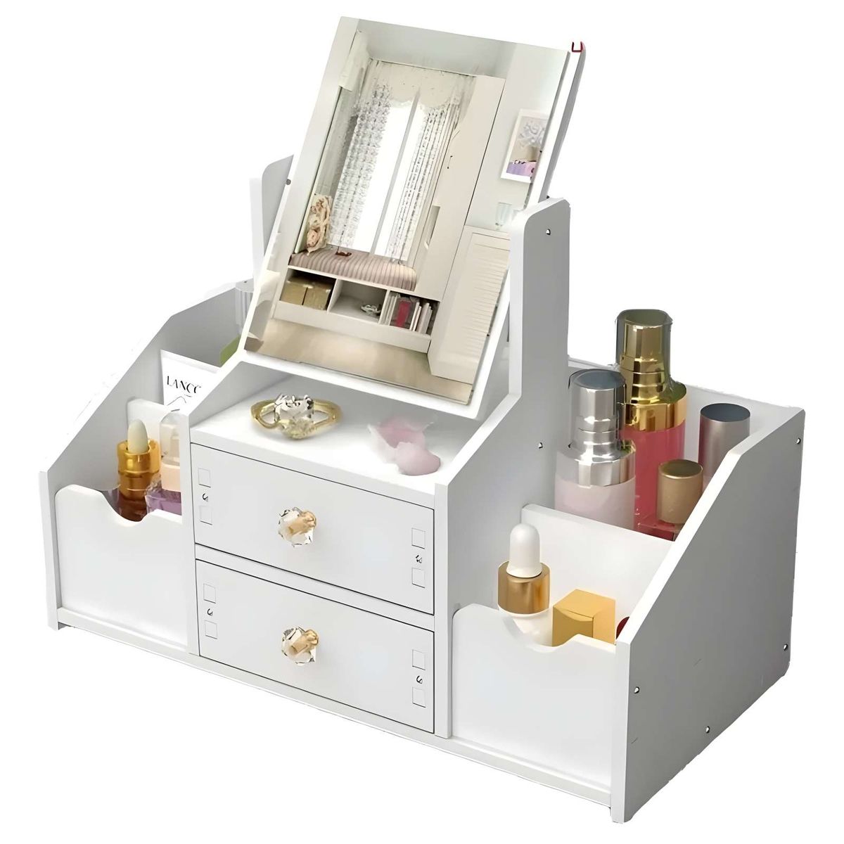 GENERICO - ORGANIZADOR DE MAQUILLAJE CON ESPEJO RECTANGULAR