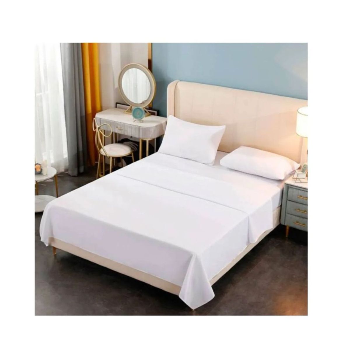 GENERICO - Juego de Sábanas 2 Plazas Unicolor 144 Hilos - Varios Colores.