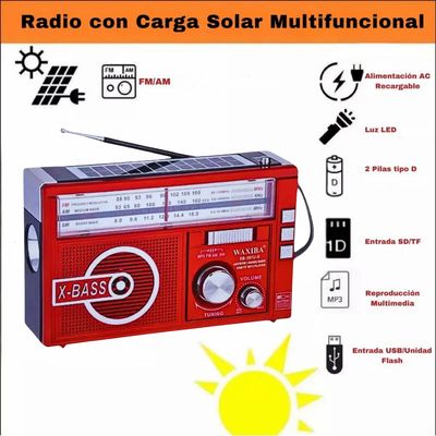 Imagen 2 del producto Radio portátil recargable con carga solar y linterna