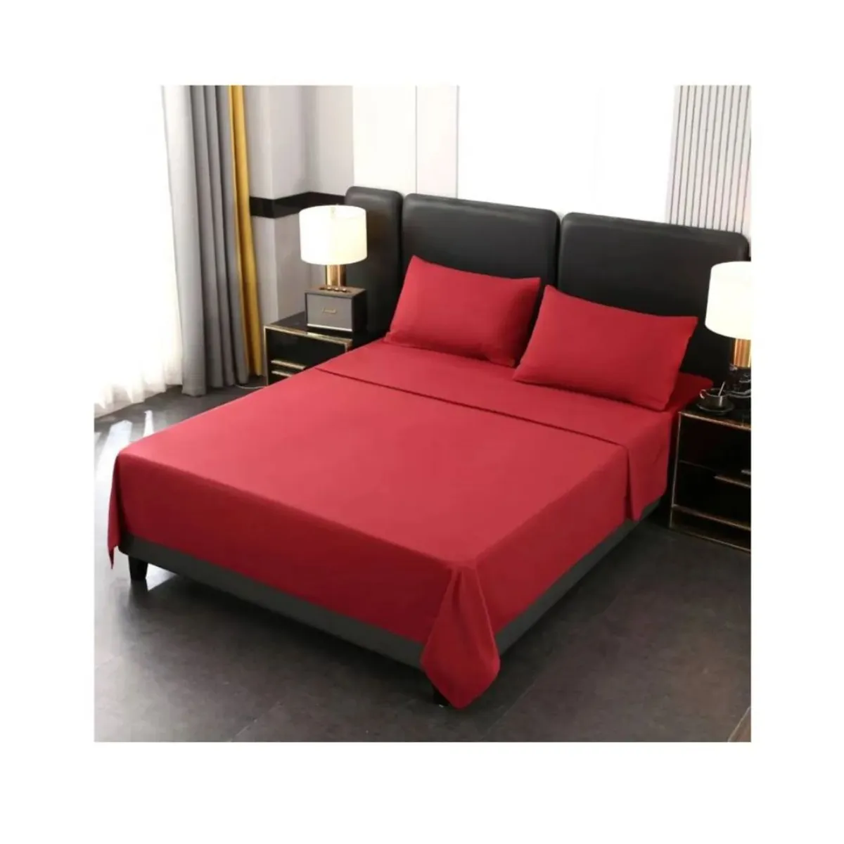 GENERICO - Juego de Sabanas 1.5 Plazas Unicolor 144 Hilos - Varios Colores