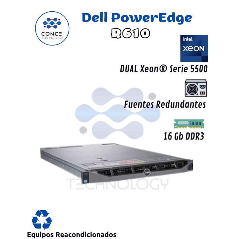 DELL - Dell Poweredge R610 16gb ram, 2 procesadores xeon