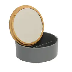 VGO - Espejo de mesa plastico con alhajero Gris