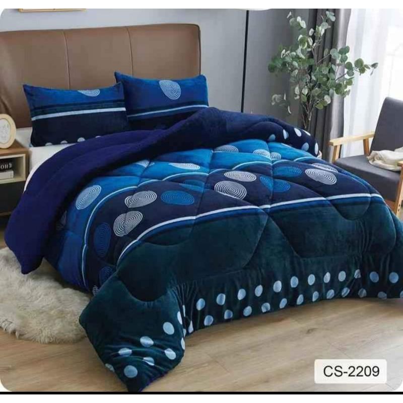 GENERICO - Cubrecama de Invierno Plush con Chiporro King Azul CS2209