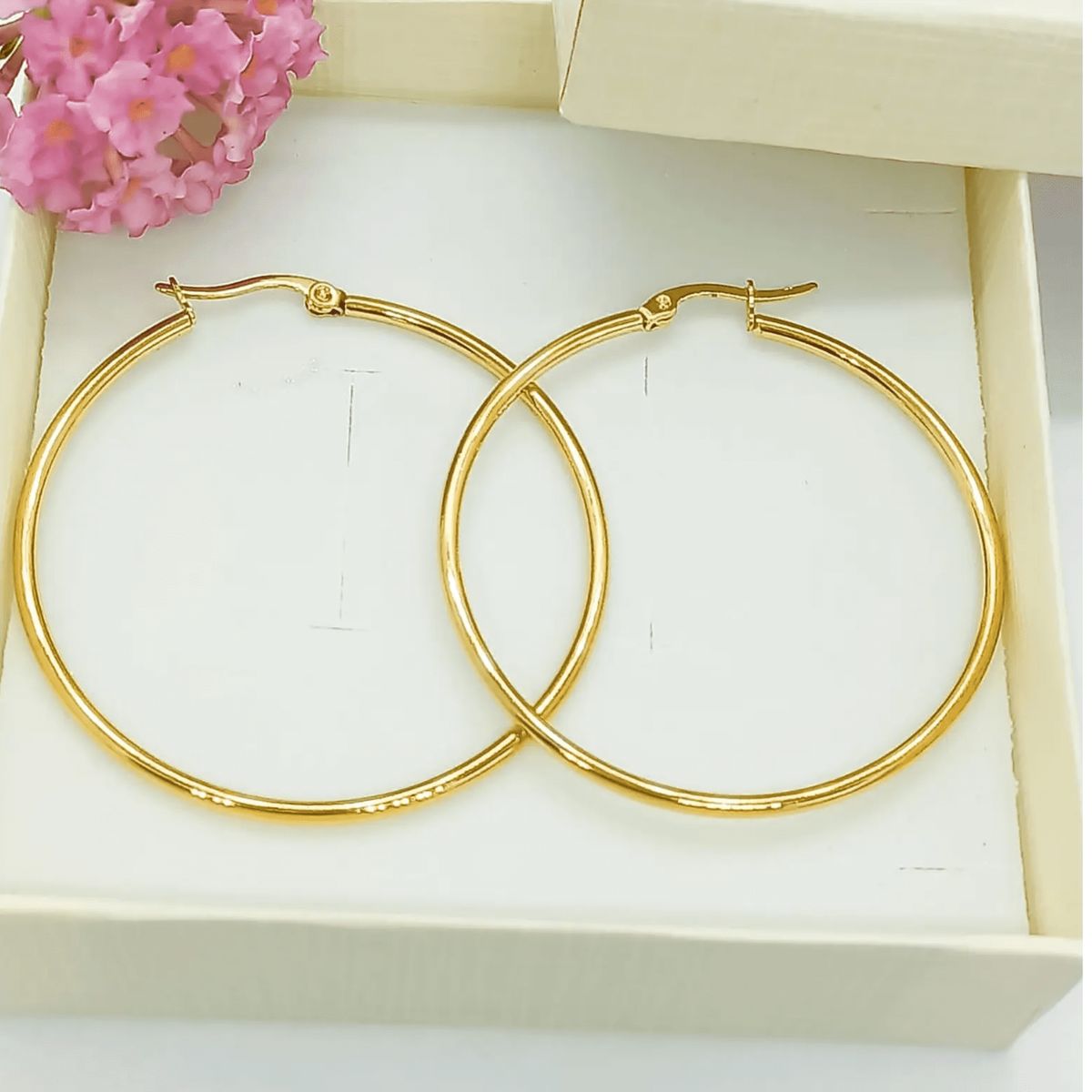 ELBAULDEJUMA - Aros argollas medianas 45 mm chapadas en oro 18 k