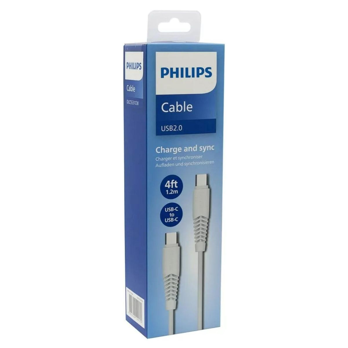 PHILIPS - Cable De Carga Rapida USB C 60W Blanco DLC8701 Philips