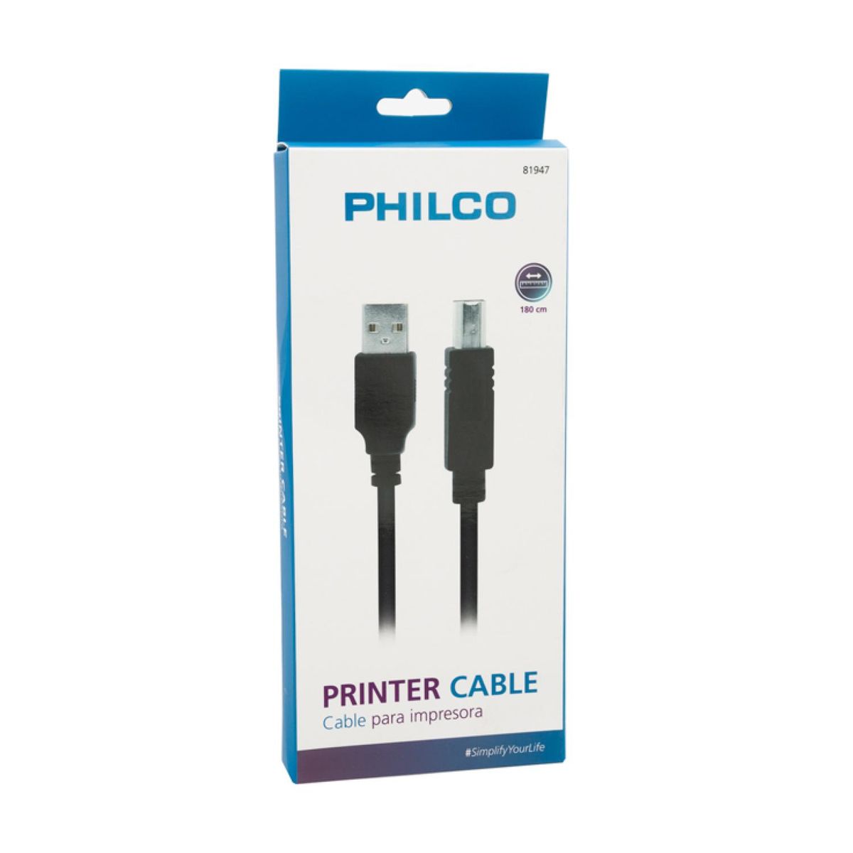 PHILCO - Cable Para Impresora 1.8Mts Negro 1947 Philco