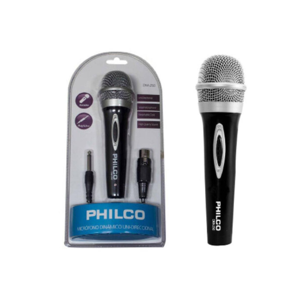 PHILCO - Microfono Metalizado Cableado Jack 6.3 Negro Philco