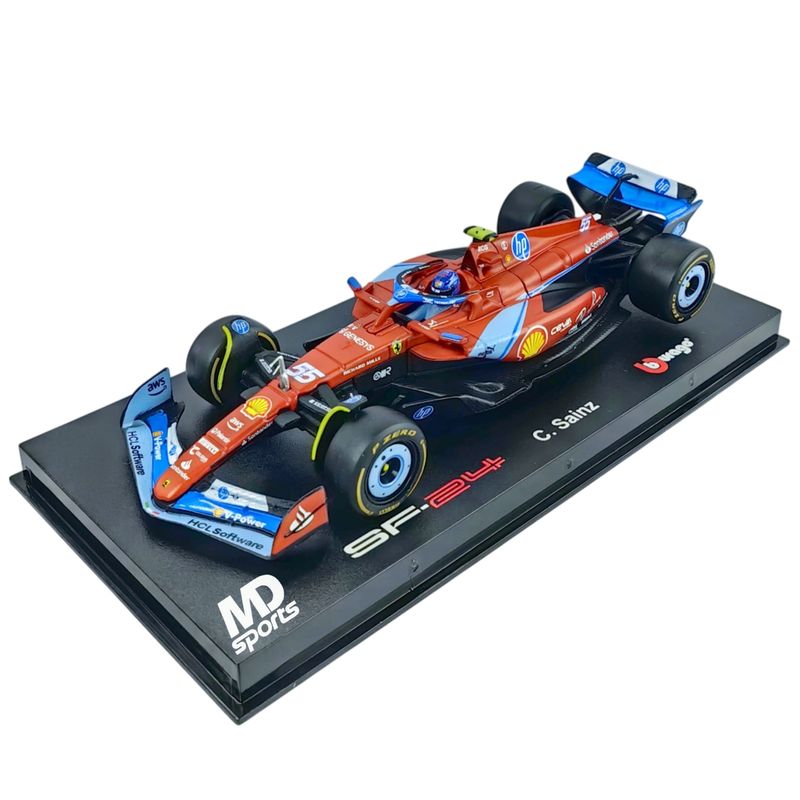 BBURAGO - Auto F1 Ferrari SF-24 Miami 2024 C.Sainz Caja Acrilica 1:43