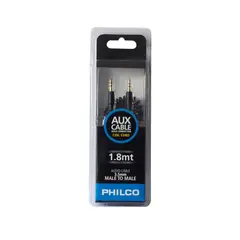PHILCO - Cable Auxiliar Audio Jack 3.5 Trenzado 1.8Mts Negro