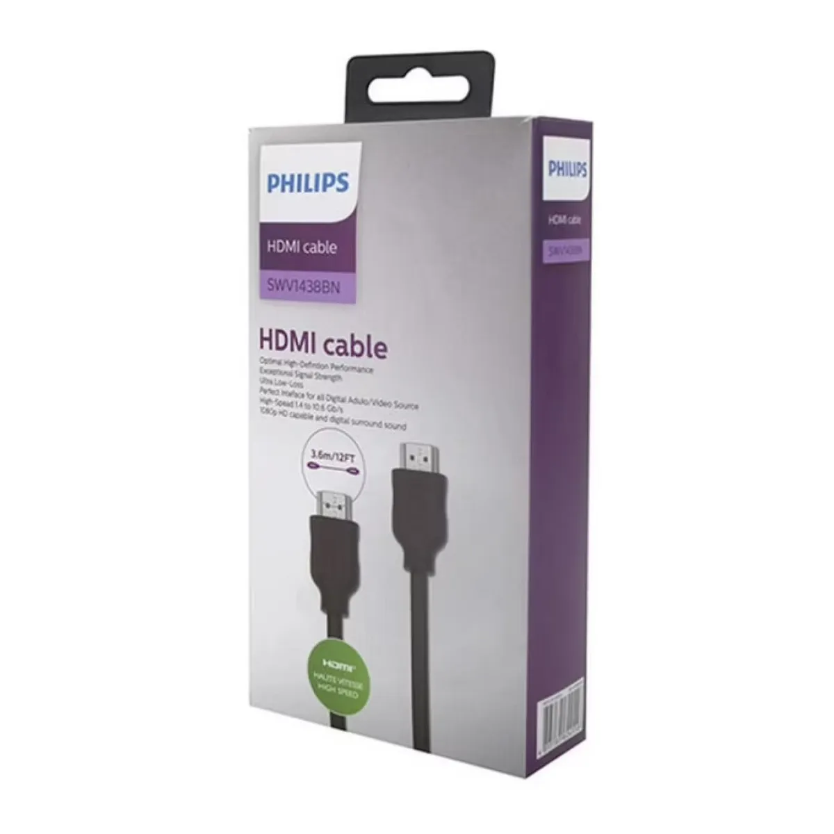 PHILIPS - Cable HDMI  Puntas Doradas 3.6Mts HD 4K SWV1438BN Philips