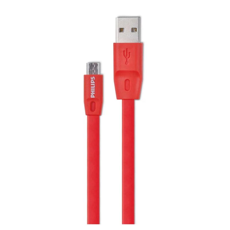 PHILIPS - Cable USB A Micro USB 12Mts Flat Rojo 2518R Philips.