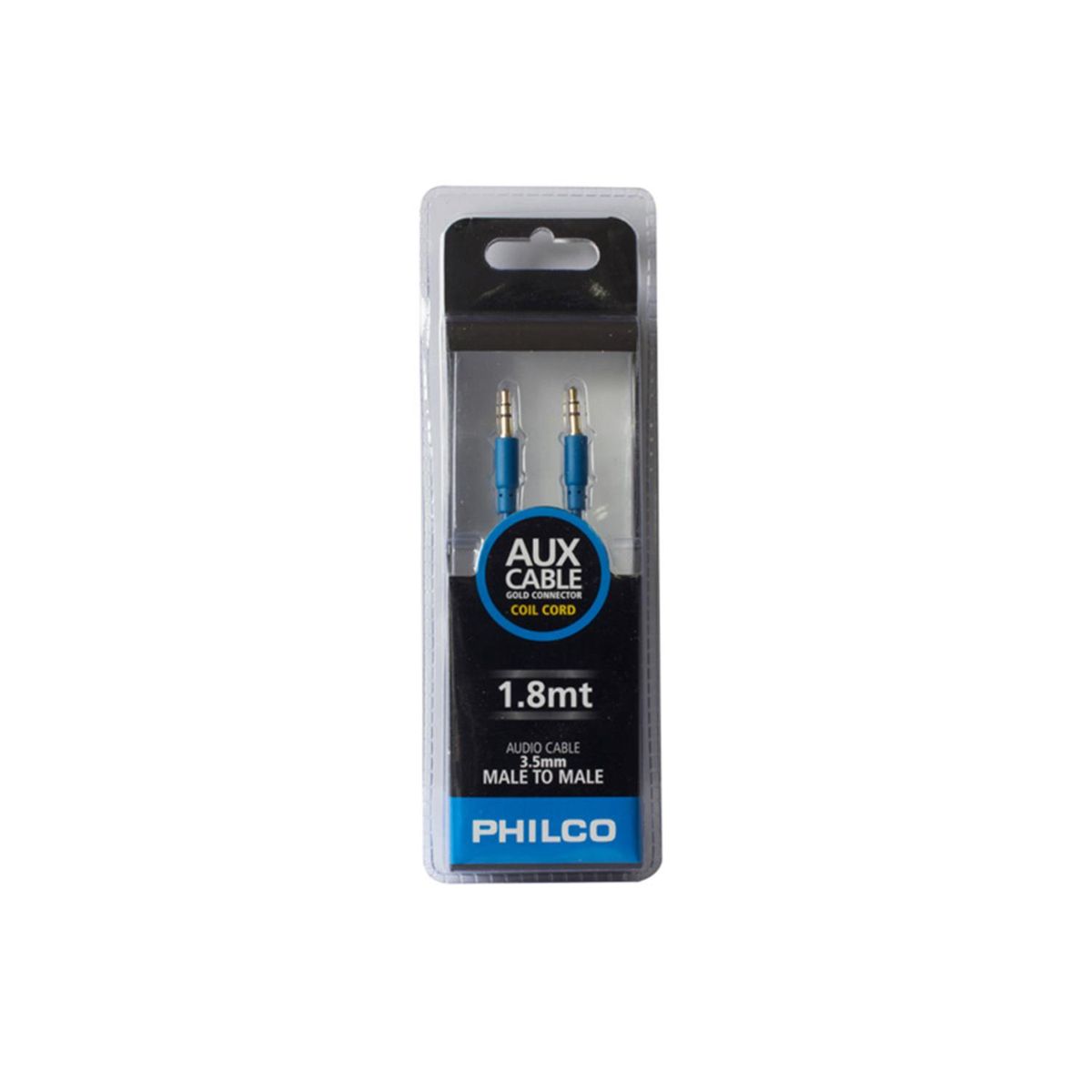 PHILCO - Cable Auxiliar Audio Jack 3.5 Trenzado 1.8Mts Azul Philco