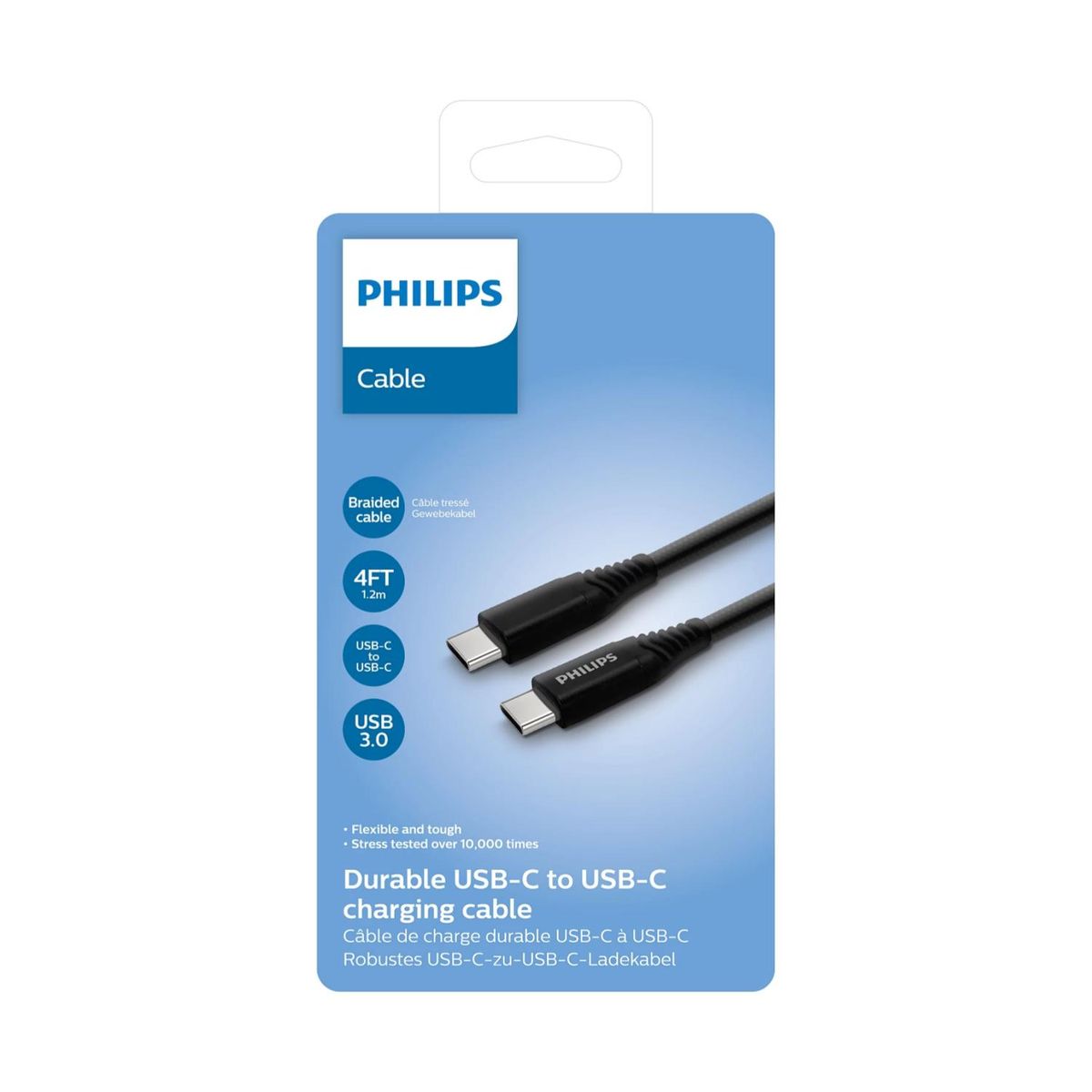 PHILIPS - Cable De Carga USB C A USB C 120cm Negro DLC5533C97 Philips.