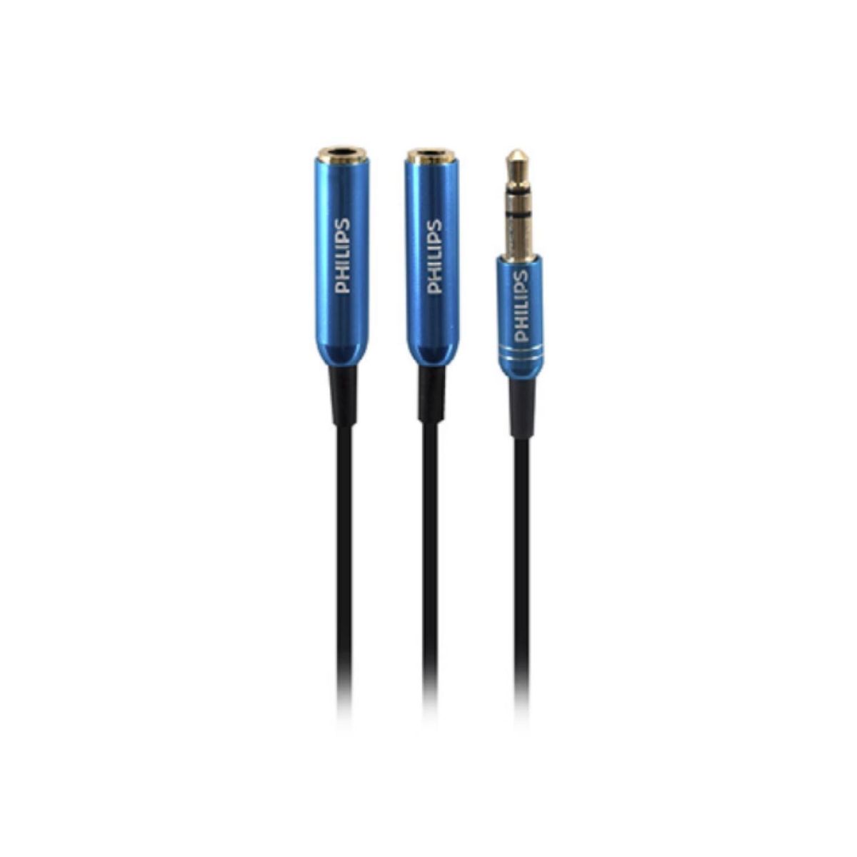 PHILIPS - Splitter Cable Auxiliar Jack 3.5 Puntas Doradas Philips.