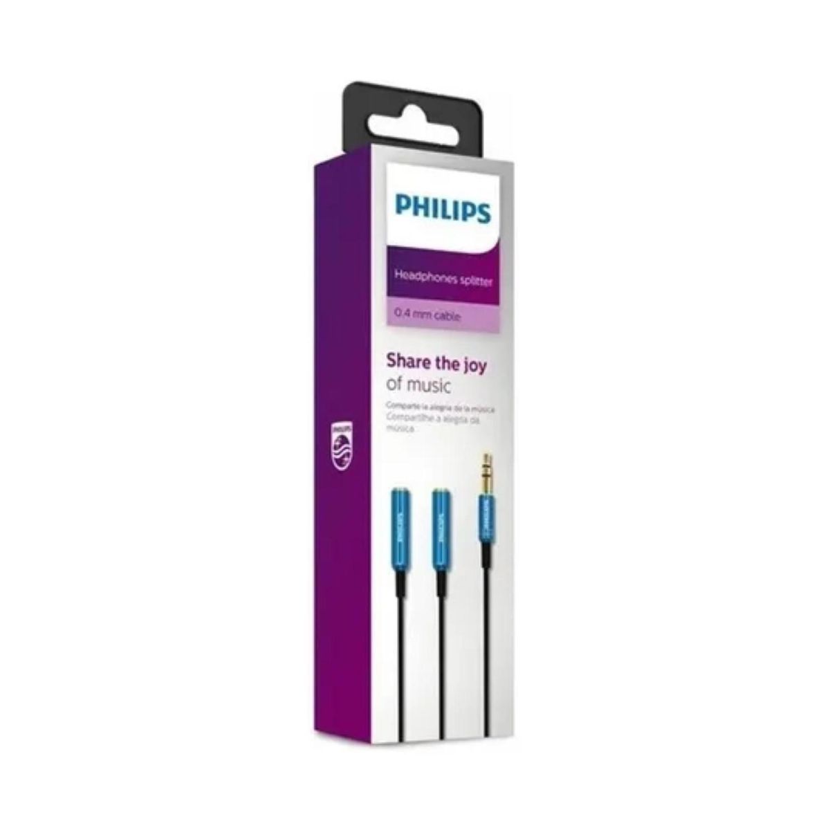 PHILIPS - Splitter Cable Auxiliar Jack 3.5 Puntas Doradas Philips.