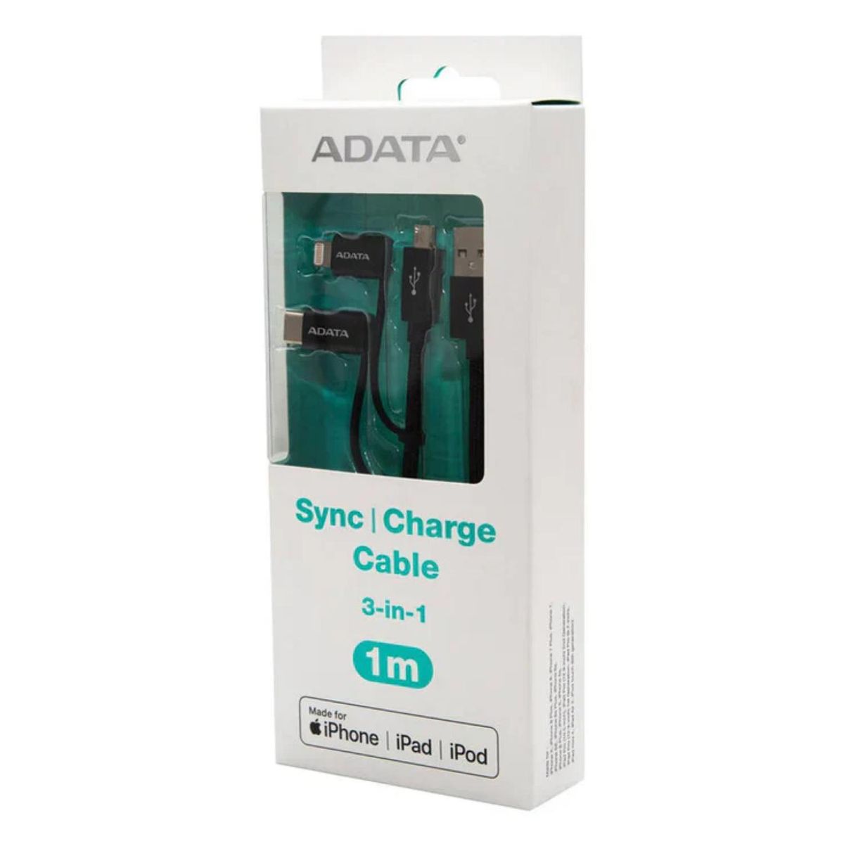 ADATA - Cable De Carga 3 En 1 USB Negro Adata