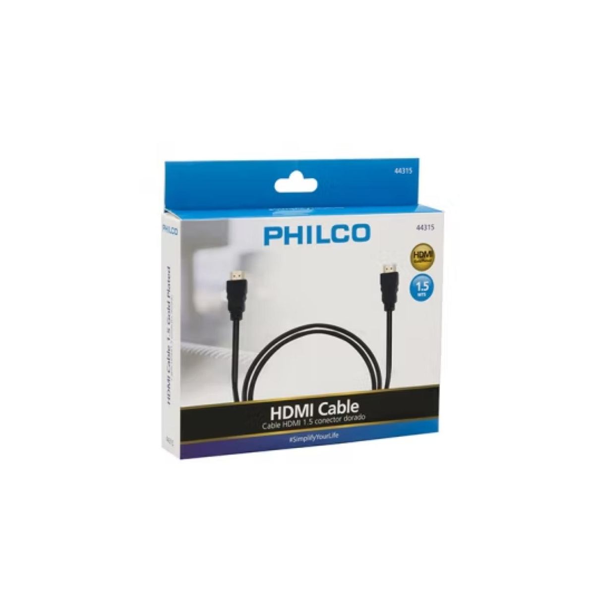 PHILCO - Cable HDMI 1.5Mts Puntas Doradas 44315 Phlco.