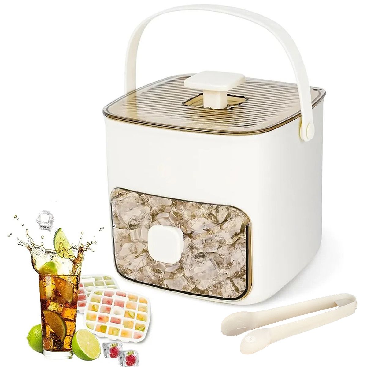 TNAKIEX - Cubo De Cubitos De Hielo De Doble Capa Con Clip Para Hielo