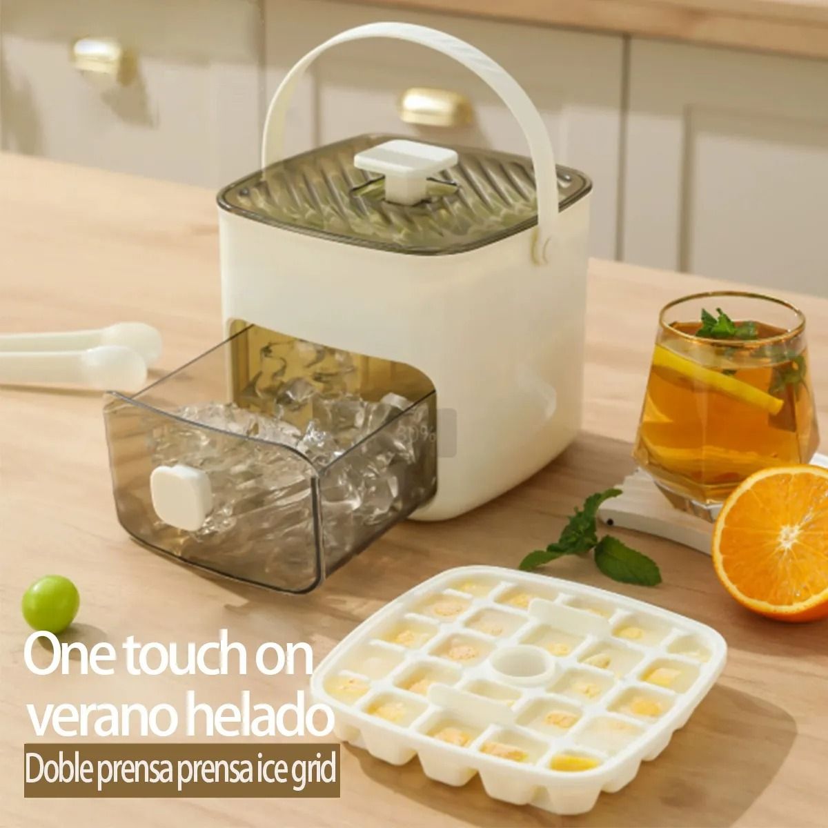 TNAKIEX - Cubo De Cubitos De Hielo De Doble Capa Con Clip Para Hielo