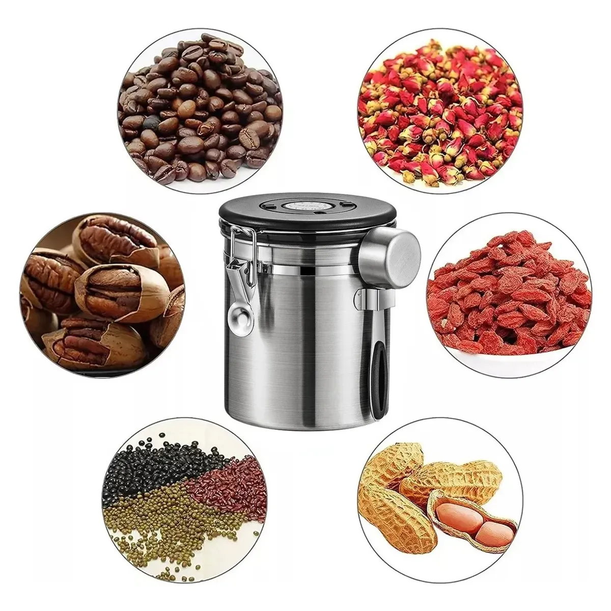 KUANGYE - Lata De Café Contenedor De Alimentos Sellado 1.5 L