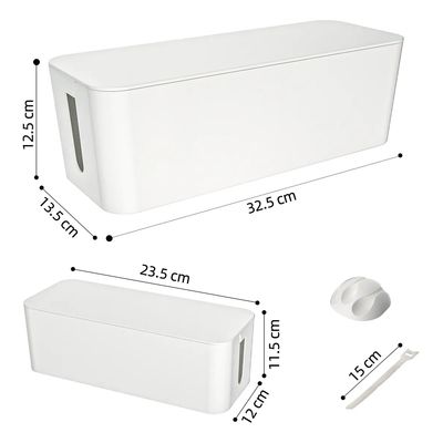 Imagen 2 del producto 2 Pcs Caja Organizadora De Cables Blanco Escritorio
