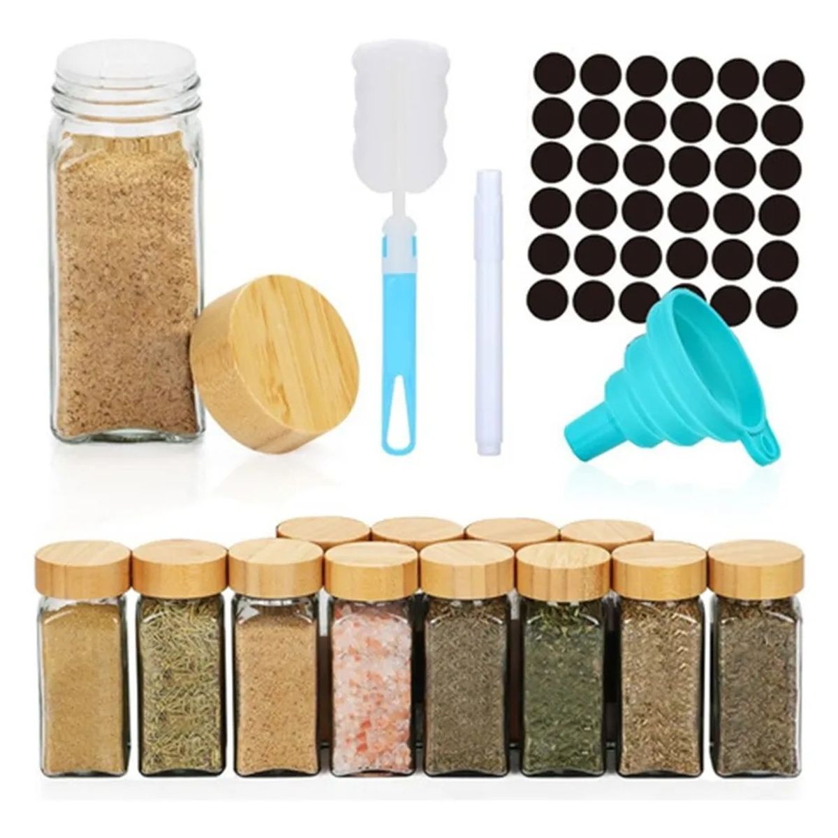 KUANGYE - 12 Frascos De Vidrio Especieros Tapa Almacenamiento 120ml