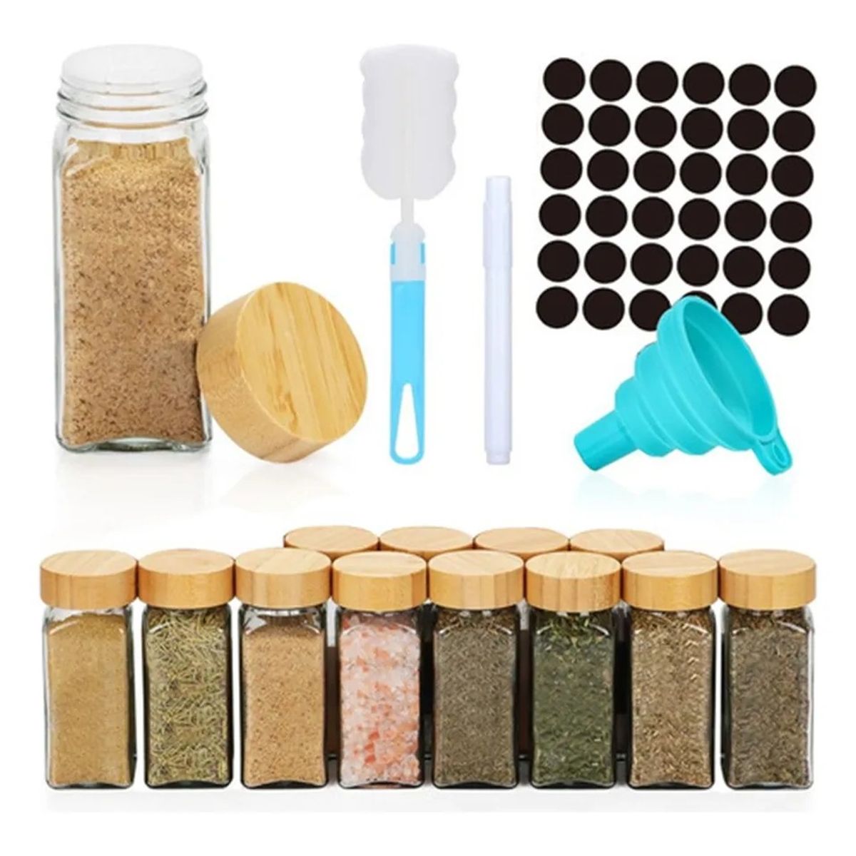 KUANGYE - 12 Frascos De Vidrio Especieros Tapa Almacenamiento 120ml