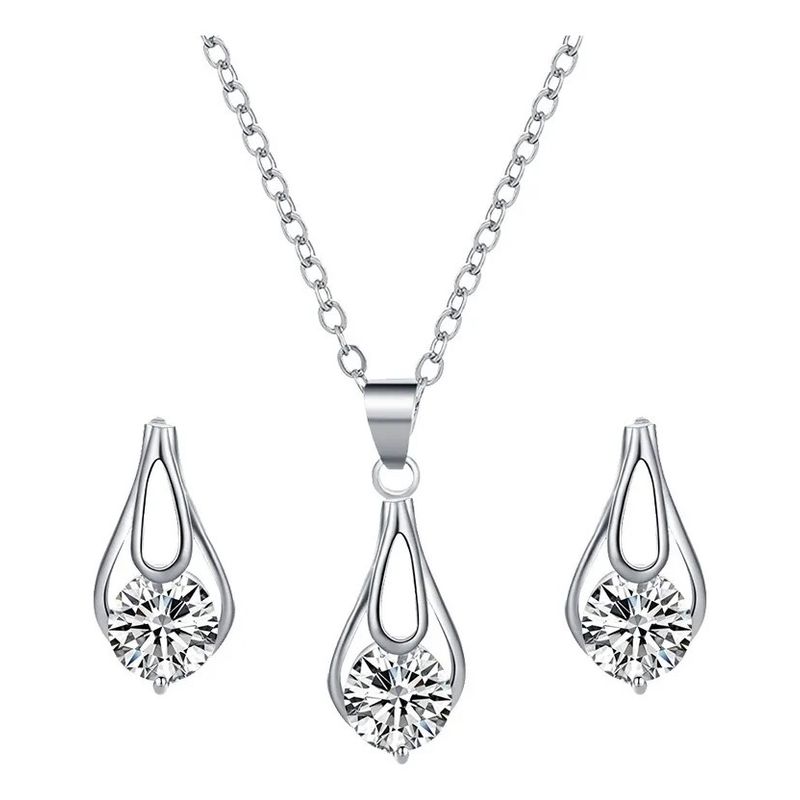KUANGYE - Collar Con Colgante Bañado en plata Gota Diseño Elegante