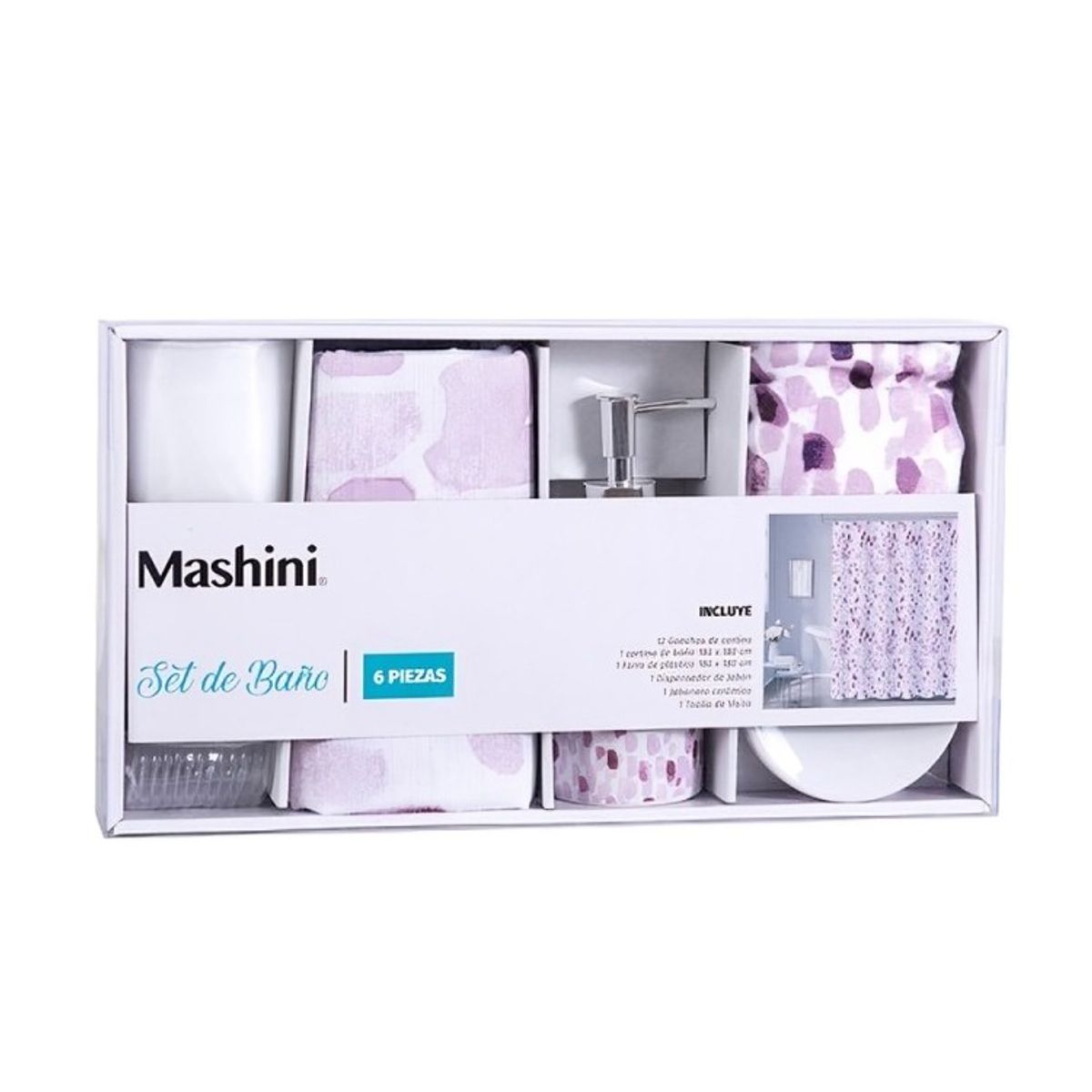 MASHINI - Set de Baño en Caja 6 Piezas  Limari  Mashini