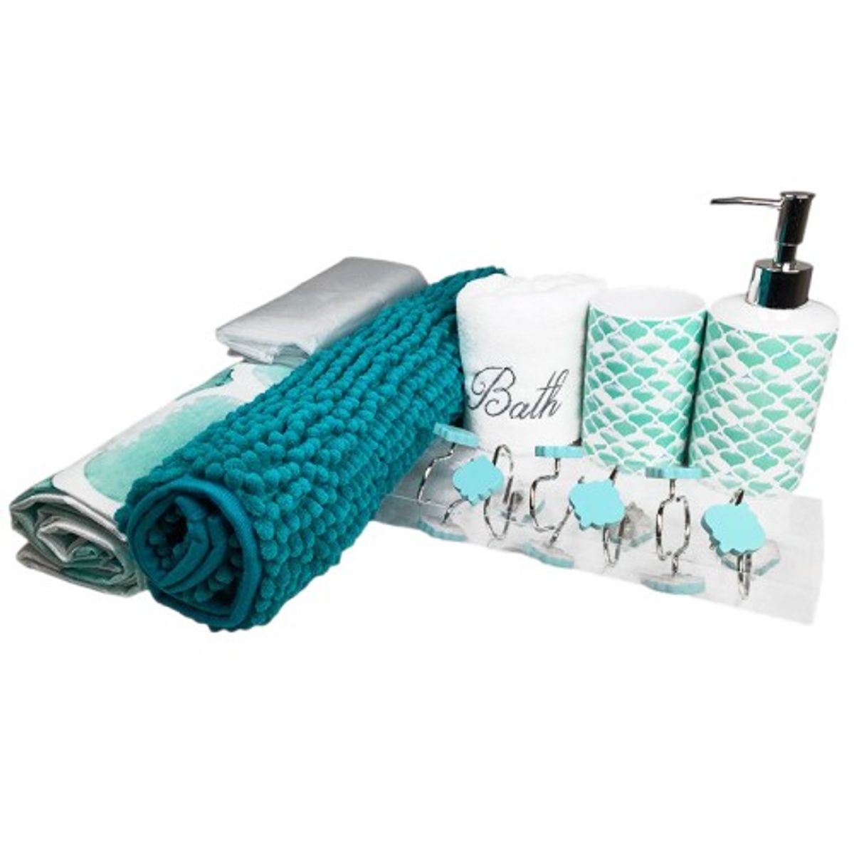 DORAL - Set de Baño Ema 18 Piezas Turquesa Verde Agua  Doral