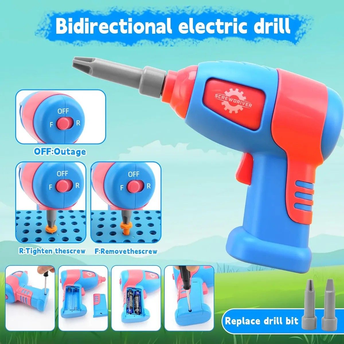 KUANGYE - Juego De Taladro Eléctrico Bloque De Construcción Juguete