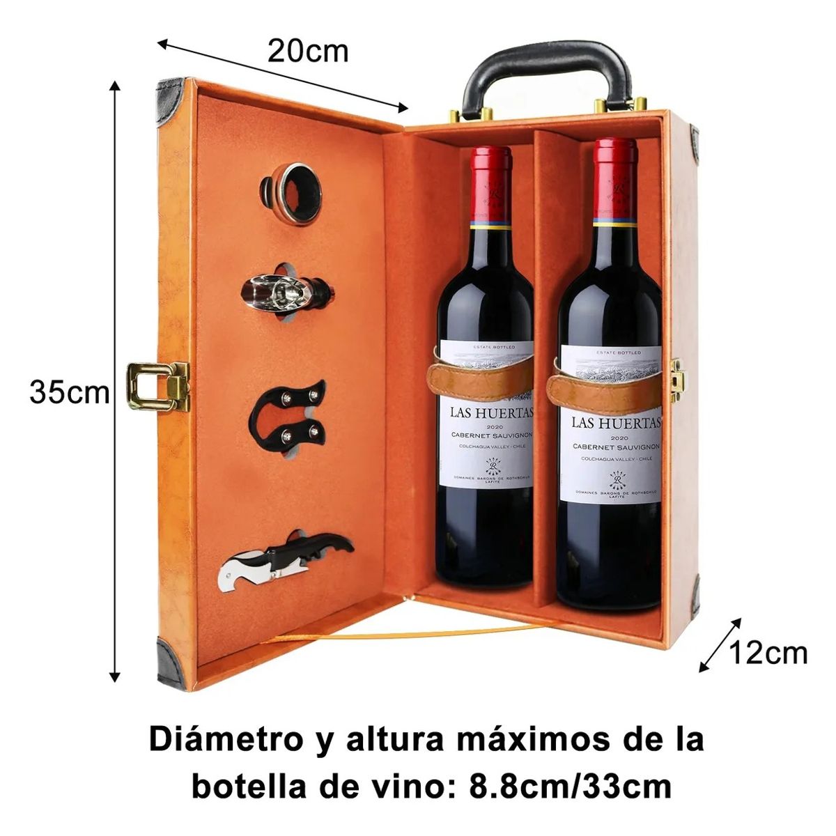 KUANGYE - Caja Para Vinos Maleta De Cuero Regalo Con Accesorios