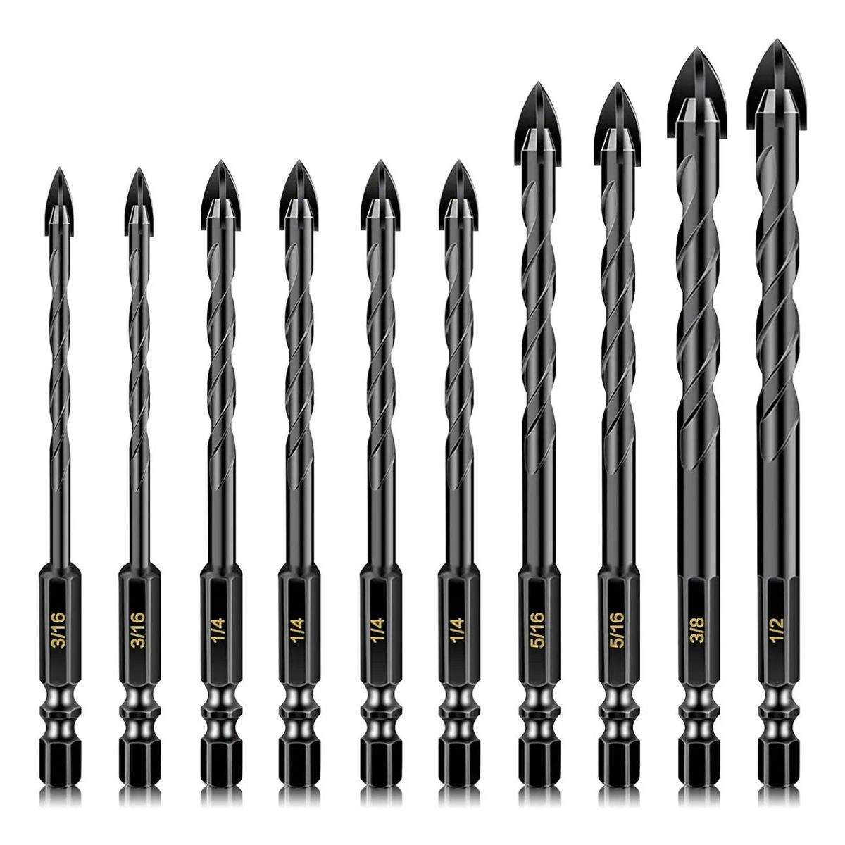 KUANGYE - 10pcs Broca Punta Flecha Doble Ceramica Vidrio Porcelanato