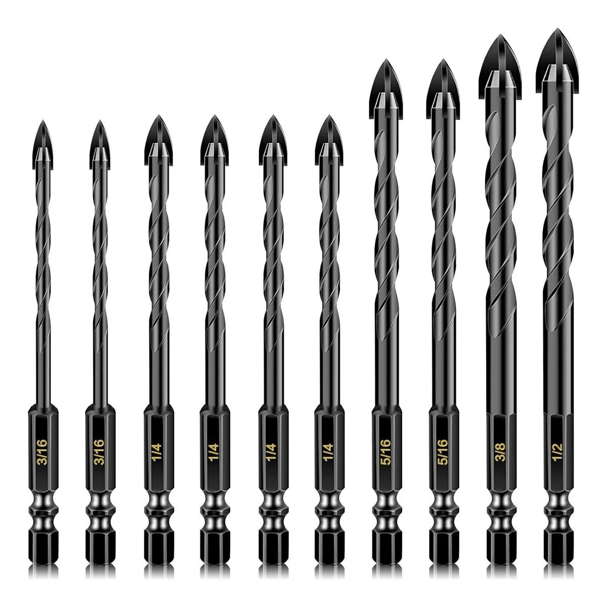 KUANGYE - 10pcs Broca Punta Flecha Doble Ceramica Vidrio Porcelanato