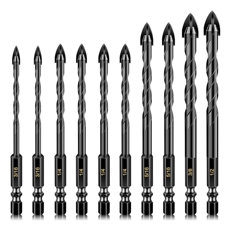 KUANGYE - 10pcs Broca Punta Flecha Doble Ceramica Vidrio Porcelanato