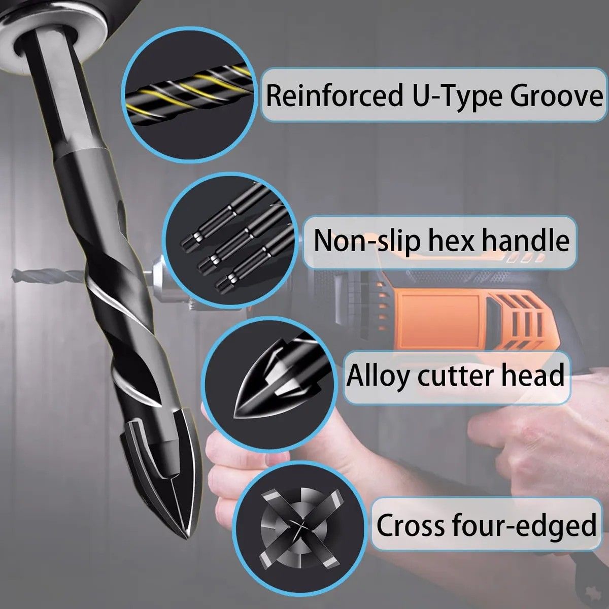 KUANGYE - 10pcs Broca Punta Flecha Doble Ceramica Vidrio Porcelanato