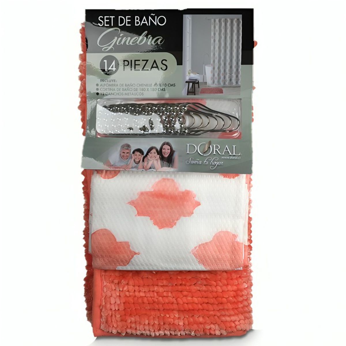 DORAL - Set de Baño 14 Piezas Ginebra  Silueta Coral  Doral.