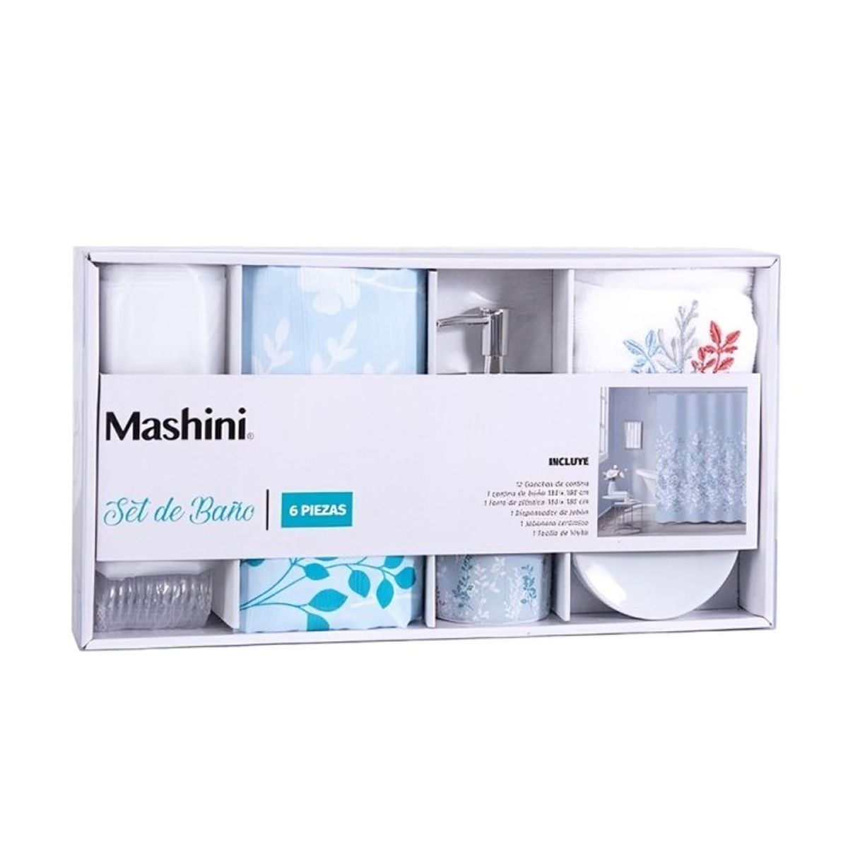 MASHINI - Set de Baño en Caja 6 Piezas  Choapa  Mashini