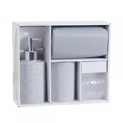 MASHINI - Set de Baño 4 Piezas Gris Mashini.