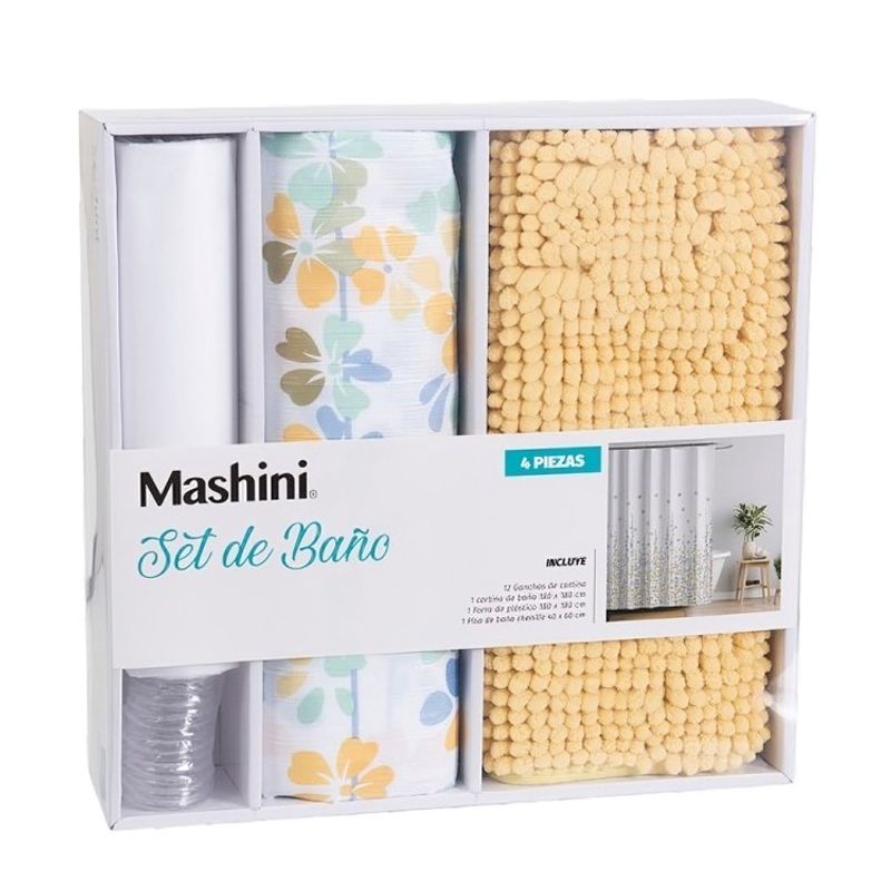 MASHINI - Set de Baño en Caja 4 Piezas  Meru  Mashini