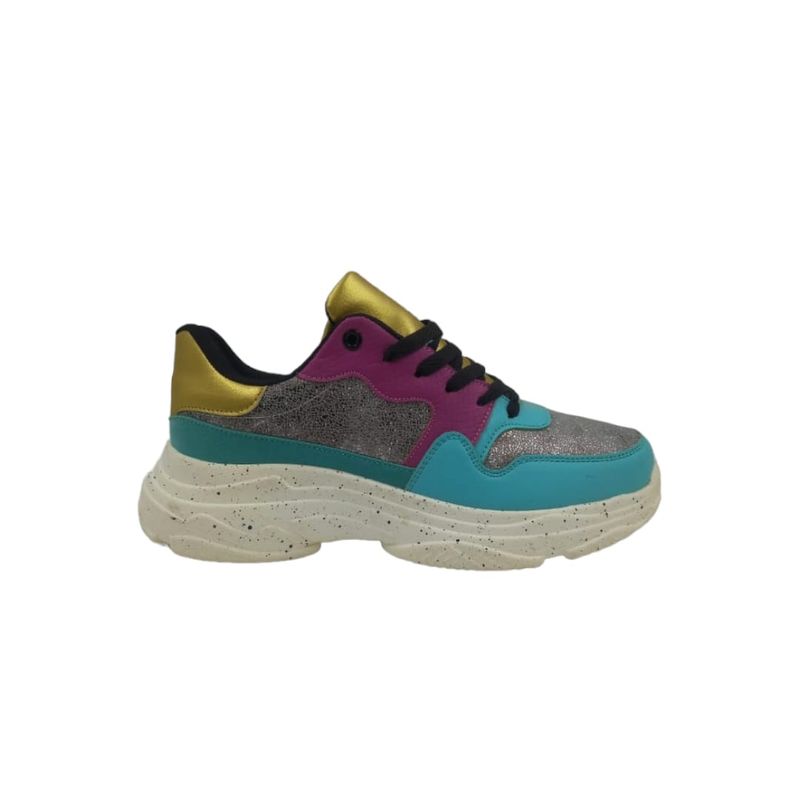 HERIEL - Zapatilla Plateada Multicolor Mujer