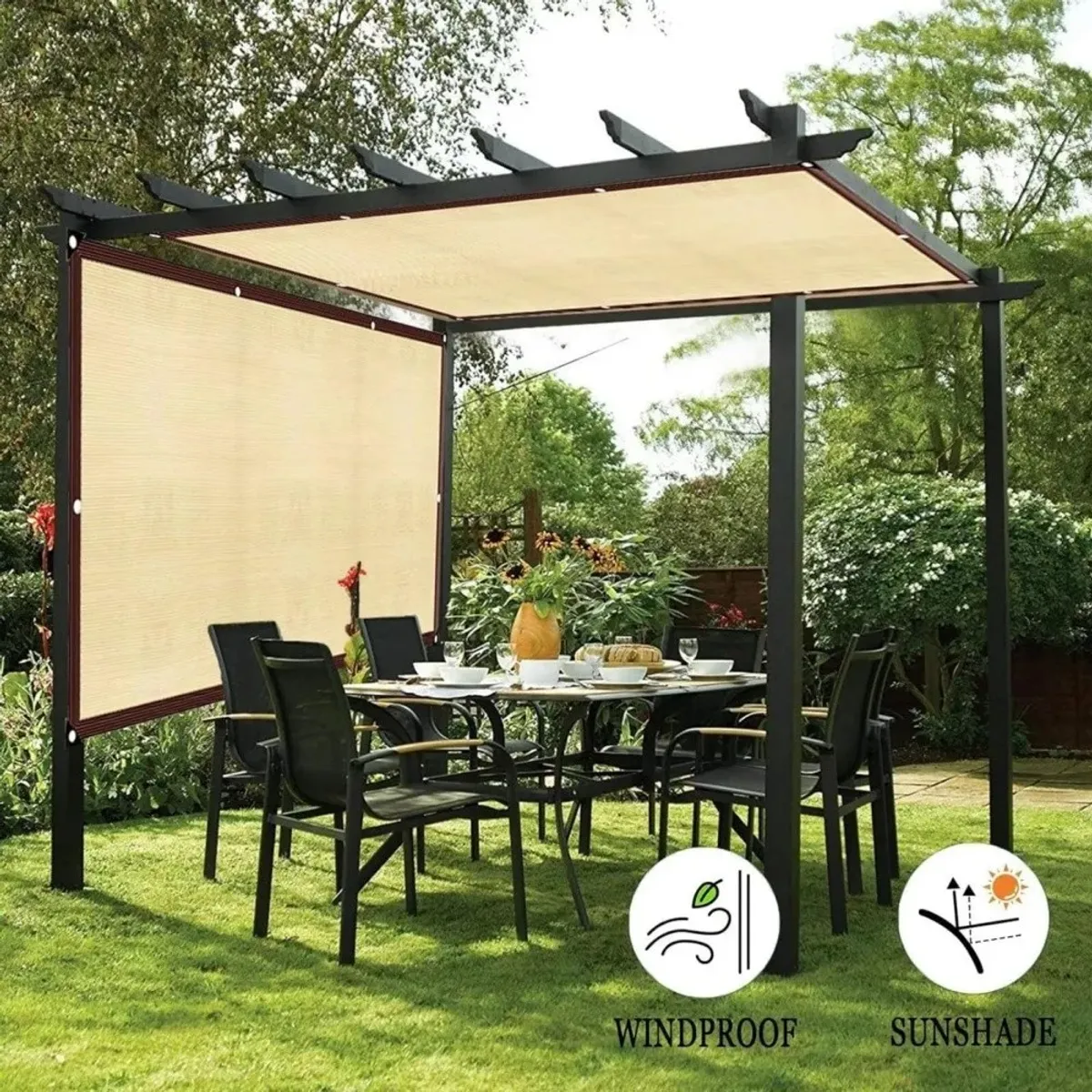 MUNDO MAGIA - Lona Sombreadora Toldo Vela Rectangular 4x6 Metros Beige