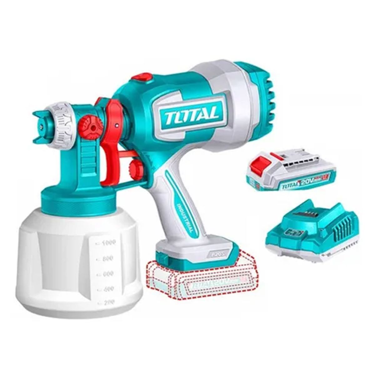 TOTAL TOOLS - Pistola Para Pintar 20v Bat + Cargador Total TSGLI200422