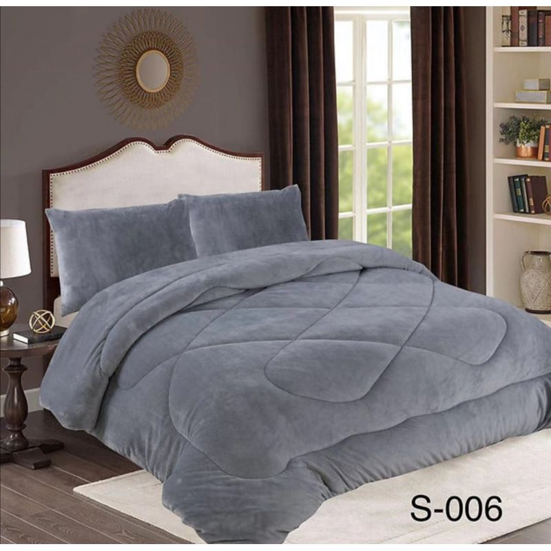 GENERICO - Cubrecama de Invierno Plush con Chiporro 1,5 plaza Gris