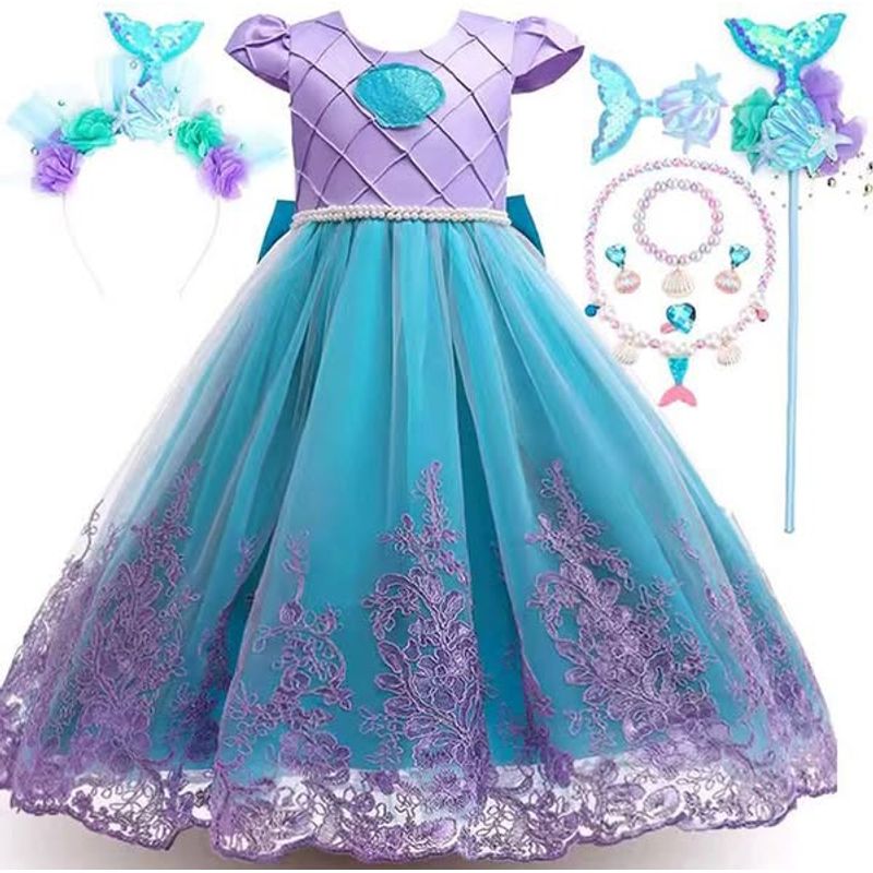 GENERICO - Set disfraz vestido y accesorios de sirena para 2 años